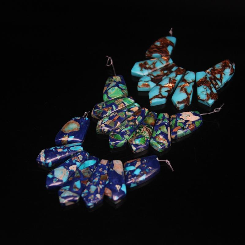 

Other 7pcs/set Top Drilled Arrow Slice Graduated Necklace Pendant Sea Sediment,Ocean Impression Jaspers Emperor Stone Beads Jewelry