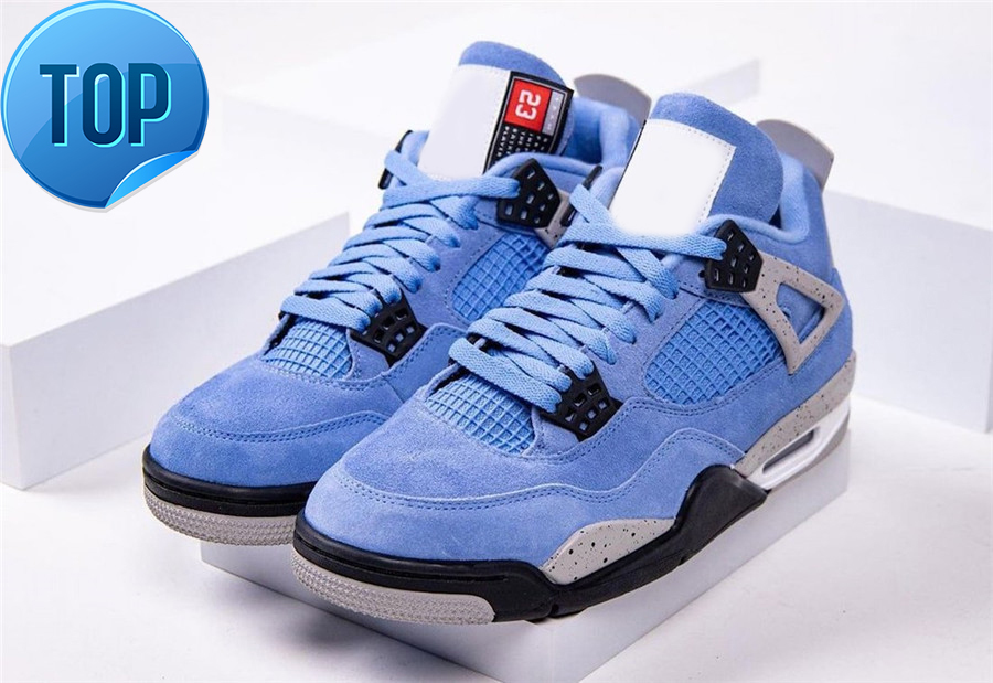

2021 Release Authentic 4 SE University Blue Outdoor Shoes Tech Grey 4S White Black Suede Man Woman Zapatos Sports With Original Box