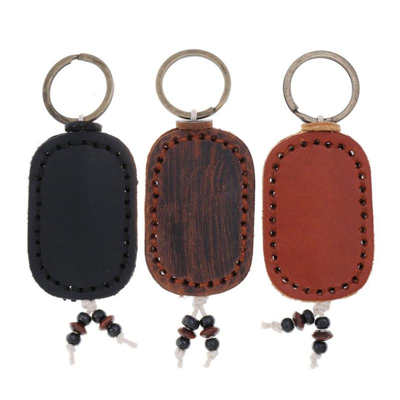 

Keychains Vintage Retro Black Brown Genuine Leather Keychain Casual Simple Holder Punk Car Key Ring Bag Accessories Hiphop Fashion Jewelry