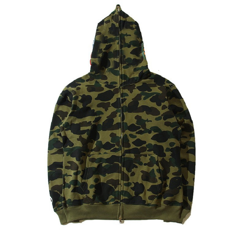 

Famous Designer Men's Sweater Hoodie Jacket Camouflage Shark Head Autumn and Winter Pure Cotton Season Multicolor S-xxl Size, Black