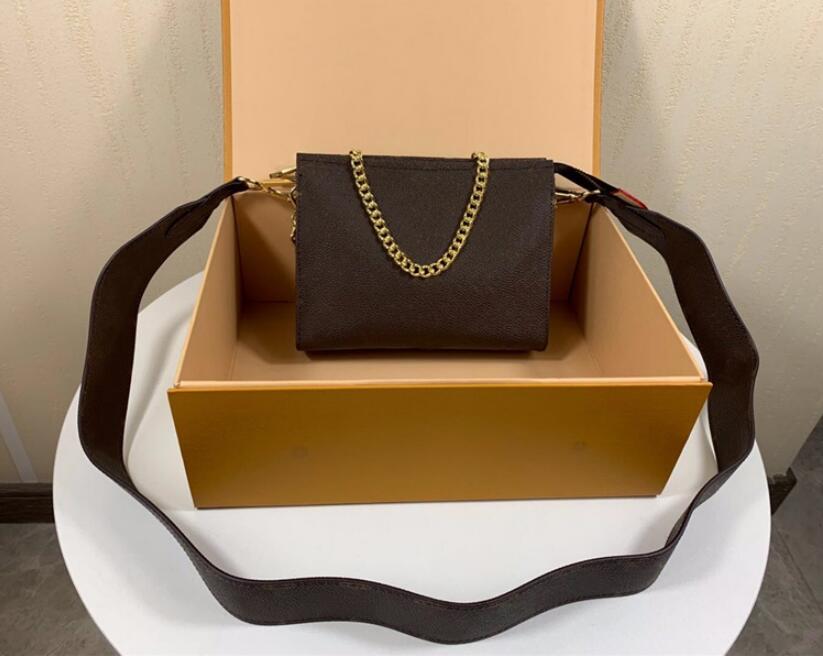 

Fashion designer M67693 midium TOILET POUCH old flower vintage women shoulder bag with short chain & Wide shoulder straps, Brown