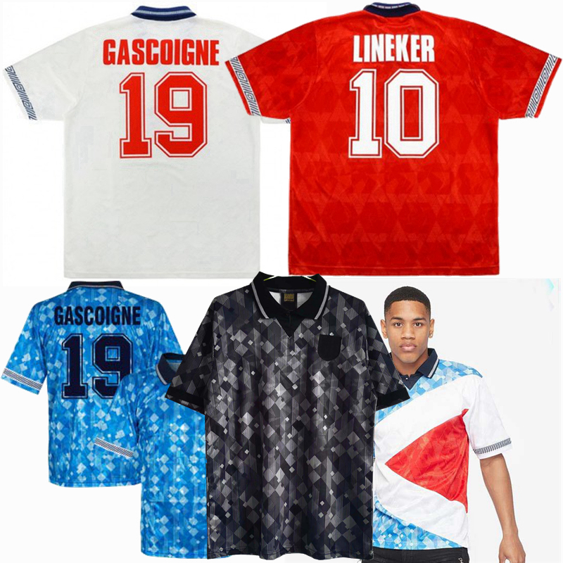 

1990 England retro classic soccer jersey Gascoigne MashUp ROBSON PLATT LINEKER 90 vintage football shirt, 2002 blue