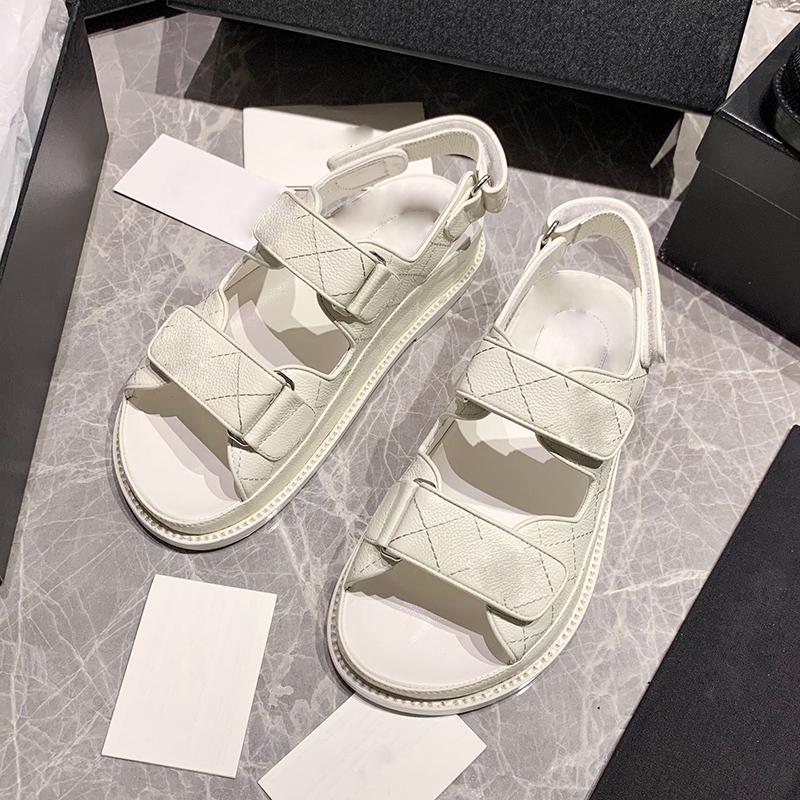 

2021 summer flat bottom leather sandal front strap multi functional leisure lattice hook and loop women's shoes narrow band stylist, Black