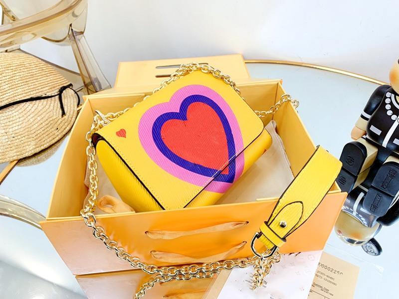 

2021 luxury designer woman fashion bag 100% high quality leather hand-painted slider metal chain big letter love handbag adjustable chains mini bags, With box