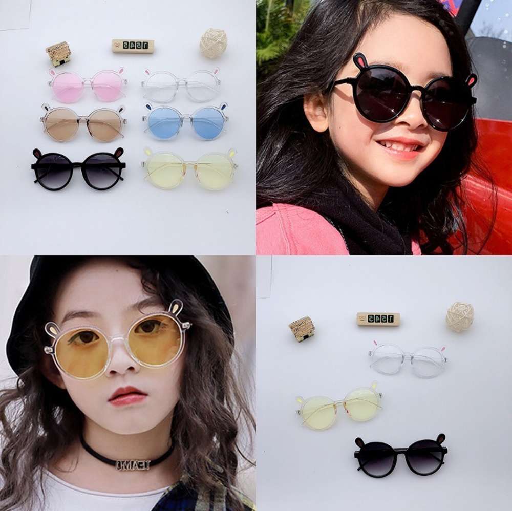 

sunglasses Trendy fashion glasses children's rabbit round frame cartoon cute ear Sunglasses transparent, Blue