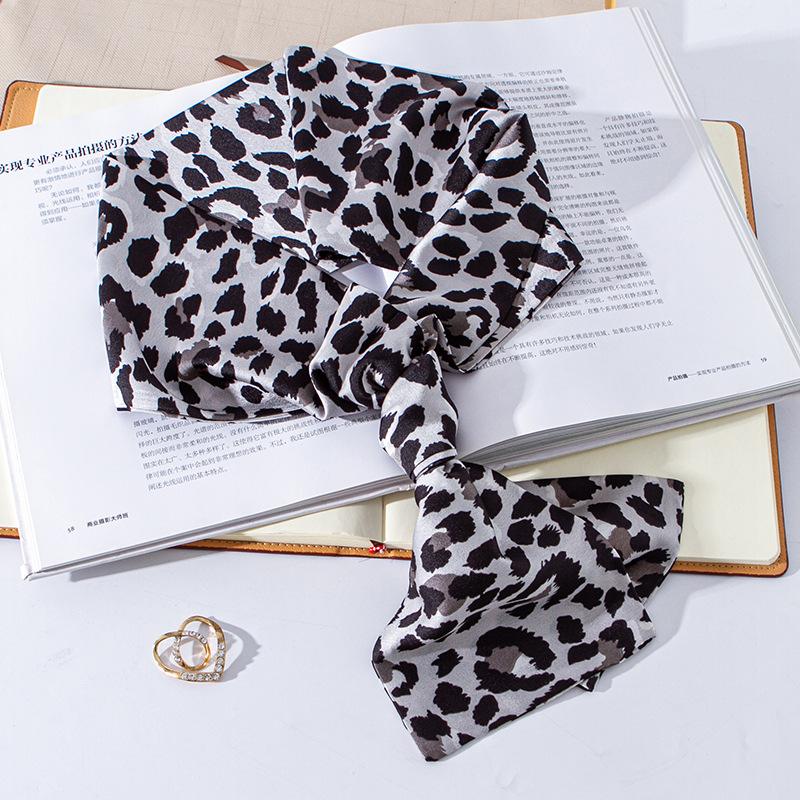 

Scarves Leopard Print Small Silk Scarf Long Female Wild Spring And Autumn Professional Double-layer Streamer Bib