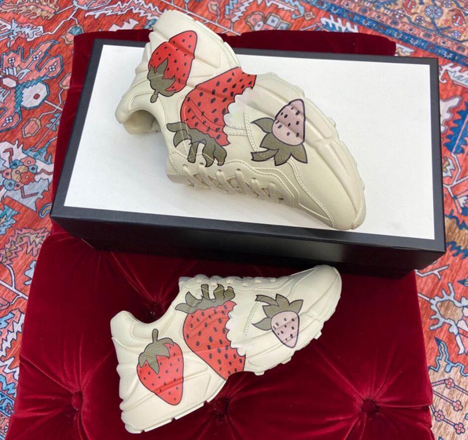 

Designer Rhyton Sneakers Beige Men shoes Vintage Luxury Chaussures with box size 35-46, Color 9