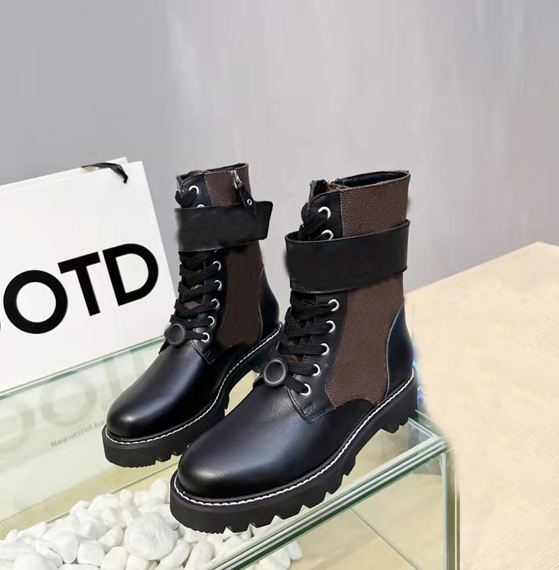 

Luxury brand flat ankle boots fashion designer men women cowhide high-top winter shoes side zipper boots, Black