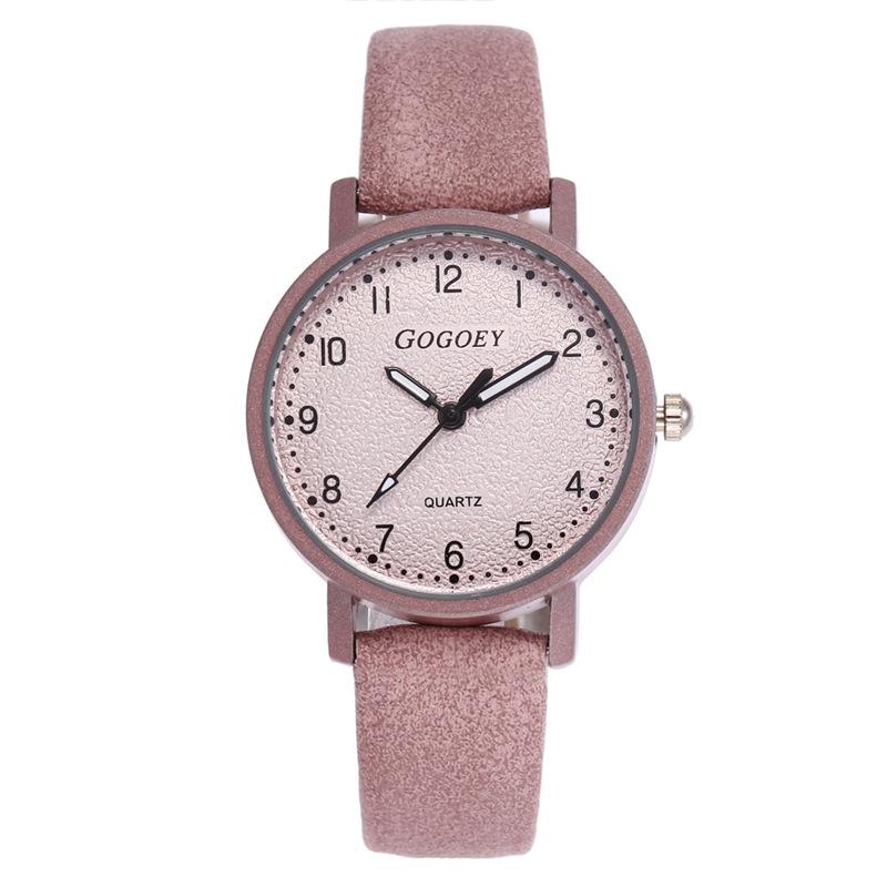 

Wristwatches 2021 Stylish Scrub Leather Band Women Watches Pink Dial Quartz Student Girls Wrist Watch Lady Bracelet, Brown