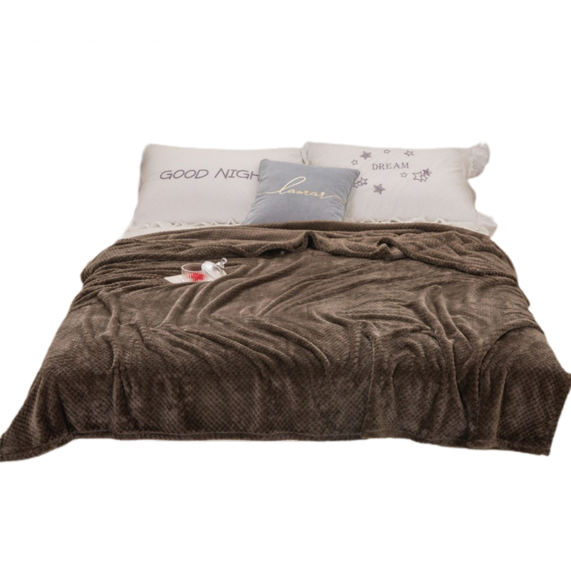 Waffle Textured Fleece Throw Blanket forSofa Soft Plush Velvet Flannel Blanket Living Room Lightweight Microfiber Throw Blanket-image-689779592