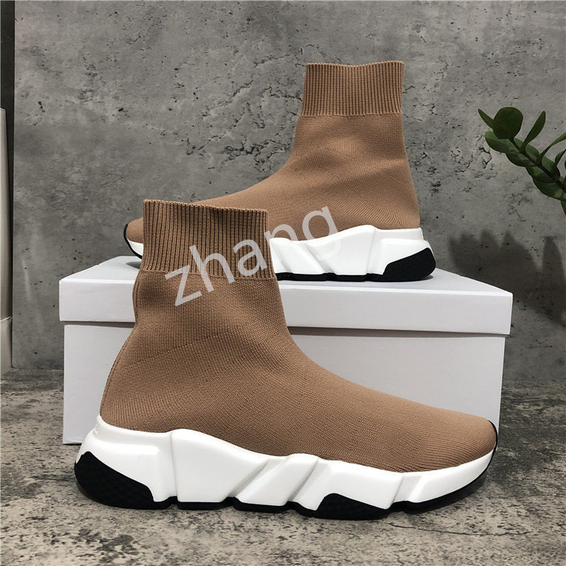 

Top Quality Black White Speed Trainer Casual Shoes Man Woman Socks Boots With Box Stretch-Knit Race Runner Sneakers, 25