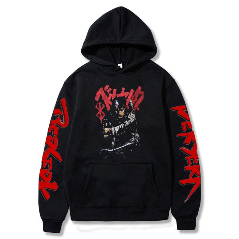 

Men's Hoodies & Sweatshirts Harajuku Anime Berserk Guts Manga Funny Hip Hop Long Sleeve Streetwear Men Casual Oversized Winter Black