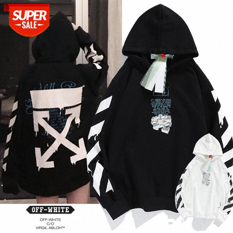 

off street fashion brand white FW paint graffiti arrow hooded sweater thin men and women casual jacket #VJ2R, Black