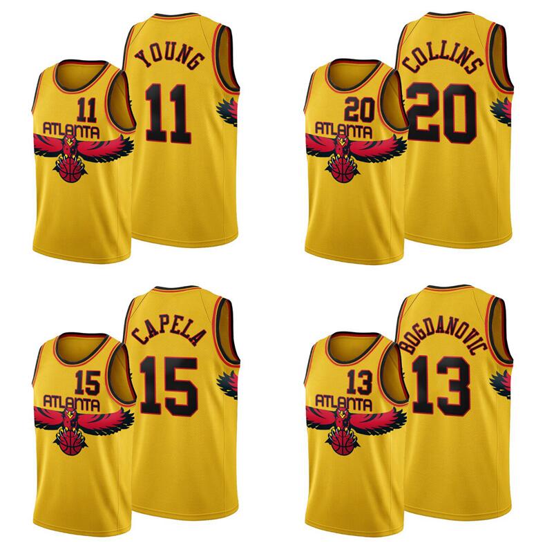 

Basketball jersey Trae Young 11 John Collins 20 Cam Reddish 22 De'Andre Hunter 12 Clint Capela 15 AtlantaCity jerseys in stock, With logo