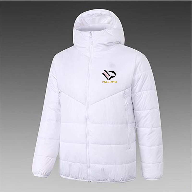 

21-22 Unione Sportiva Città di Palermo Men's Down & Parkas soccer hoodie jacket winter coat full zipper football Outdoor Warm Sweatshir, Black