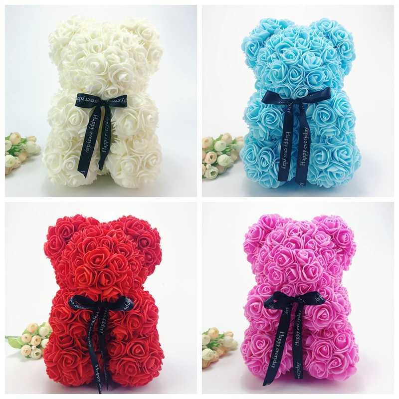 

PE Foam Paper Rose Teddy Bear Artificial Flower LED Strings Decoration For Women Birthday Valentines Day Mothers Day Gifts Wedding