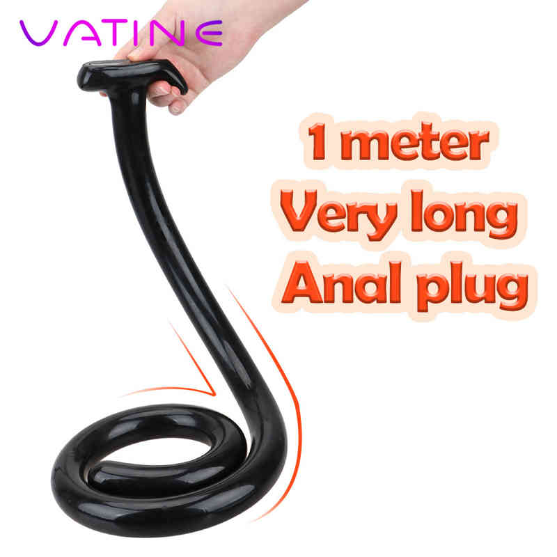 VATINE Anus Masturbator Butt Plug Dildo Prostate Massager Super Long Anal Silicone G Spot Stimulation Dilator 1M-image-747160258