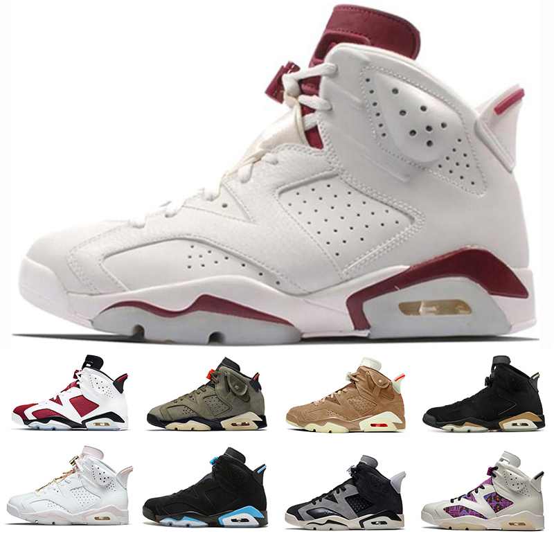 

Jumpman 6 6s mens basketball shoes sneakers TS Travis Gold Hare Marron Green bull Tech Chrome Marron Electric Carmine Bordeaux men outdoor trainers sports shoe, Pay for box