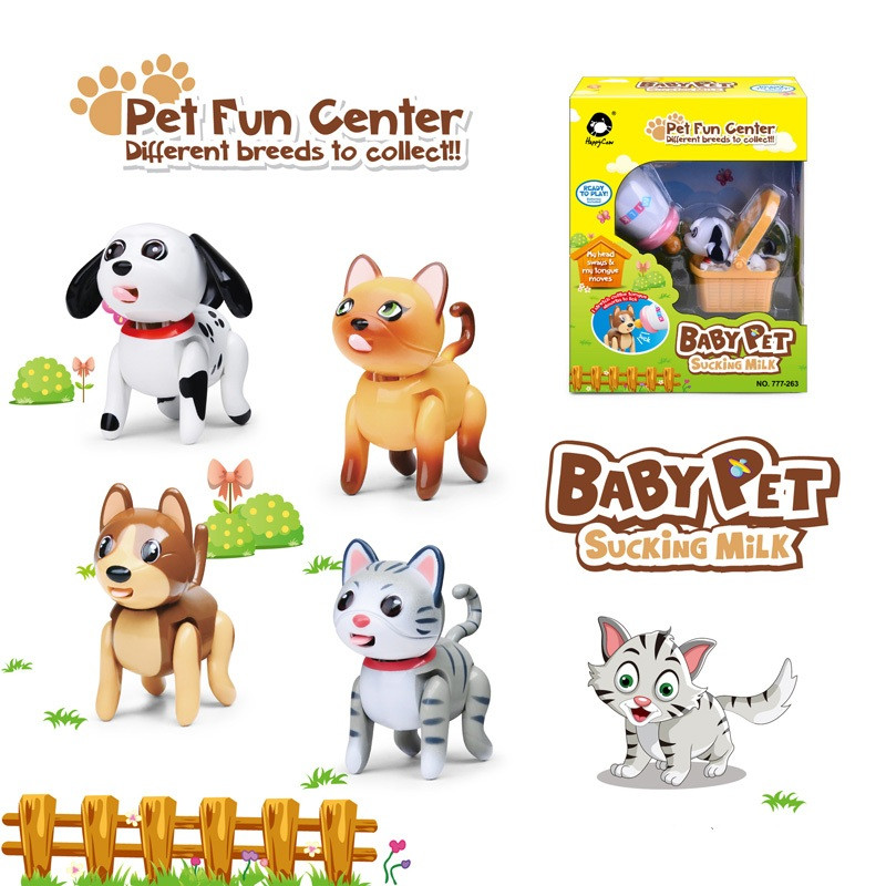 

Child Classic Toy High Simulaiton Out Milk Bottle Toy Induction Baby Sucking Pet Cat Dog Toy Interactive Dog Electronic Cat Pets, Grey cat