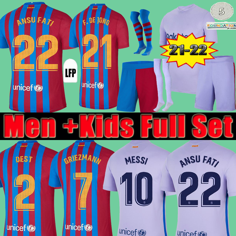 

21 22 Barcelona soccer jersey BARCA FC camiseta de futbol MESSI KUN AGUERO 2021 2022 ANSU FATI GRIEZMANN F.DE JONG DEST COUNTINHO football shirt kit Depay men kids sets, Kids home jerseys+shorts