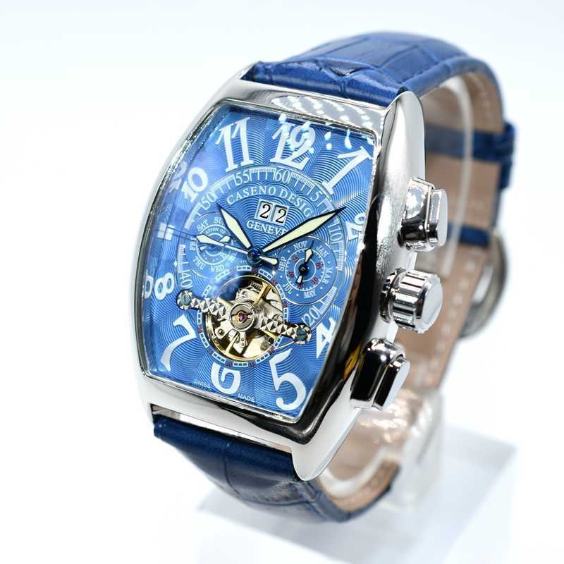 

Wrist CASENO brand luxury leather band mechanical dropshipping day date skeleton automatic men watches gifts