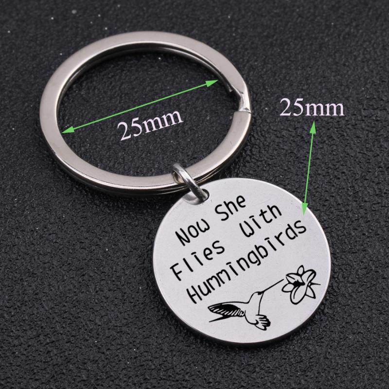 

Keychains "Now She Flies With Hummingbirds"Keychain Hummingbird In Memory Of Keychain Sympathy Gift For Her Jewelry Key Pendant