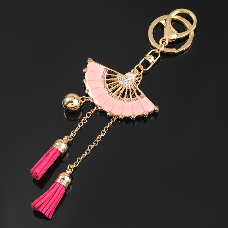 

Keychains Pauli Manfi Fashionable Simple Metal Dripping Acrylic Chinese Folding Fan Keychain Girl Backpack Car Pendant Accessories, Silver