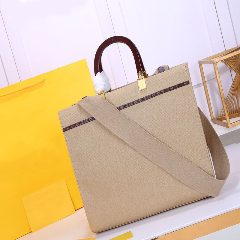 

Sunshine Handbag Totes Bags Canvas Bag Wooden Double Handle Camel Fashion Temperament Young Vitality Popular Versatile