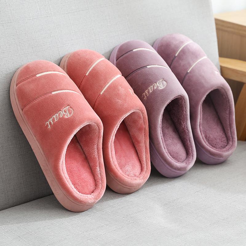 

Bonjean Winter Cotton Luxury Desinger Home Indoor Female Plush Women's Slippers Warm Sandal Flat Casual Slides Women, Grey