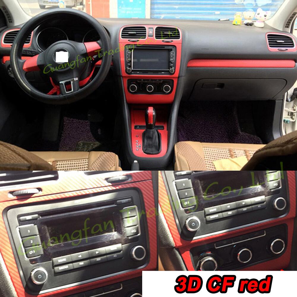 

Interior Central Control Panel Door Handle 3D 5D Carbon Fiber Stickers Decals Car Cover Parts Products Accessories For Volkswagen VW Golf 6 GTI MK6 R20 Year 2010-2012, Style b---rhd