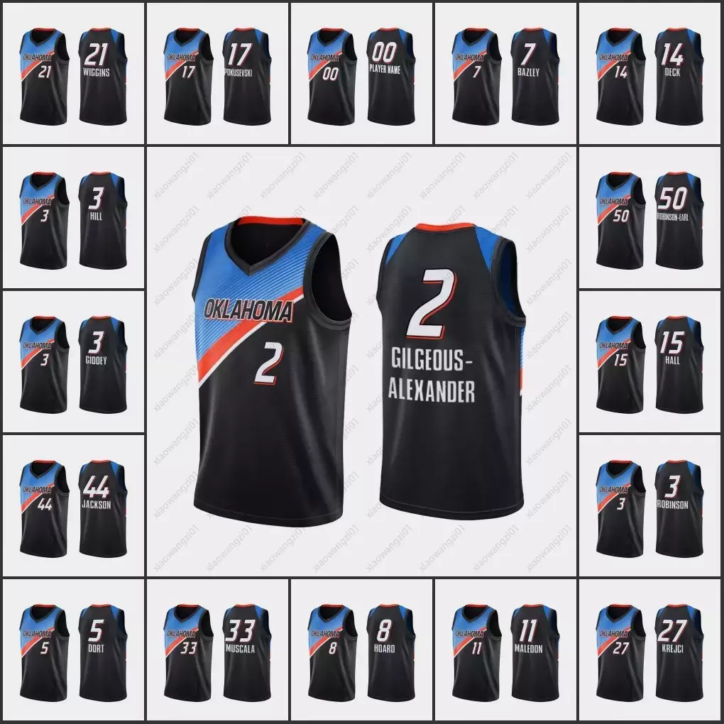 

75th Oklahoma's City's Thunder's Men Shai Gilgeous-Alexander George Hill Mike Muscala Custom's City's Edition Black Jersey