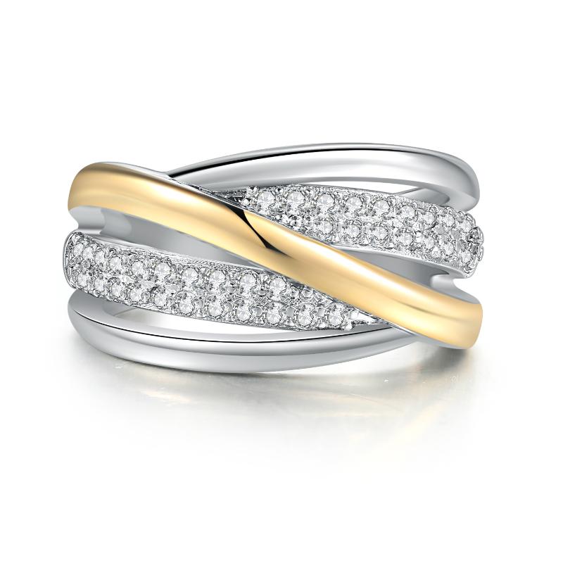 

Cluster Rings Design Twocolor Plating For Women & Men White Yellow Gold Color Fashion Jewelry Gift Lover R846, Golden;silver