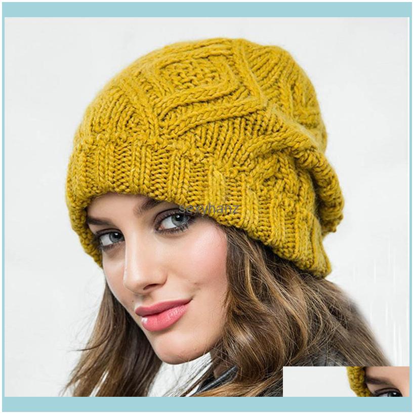 

Beanie/Skl Caps Hats, Scarves & Gloves Fashion Aessories Women Knitted Beanie Cotton Bonnet Femme Warm Female Hat Girl Sklies Beanies Winter