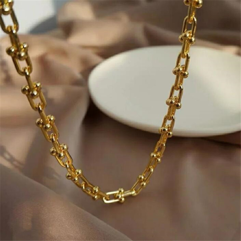 

Choucong Ins Brand Top Sell U Style Necklace 18K Gold Fill High Quality Women Men Link Chain Necklaces Gift