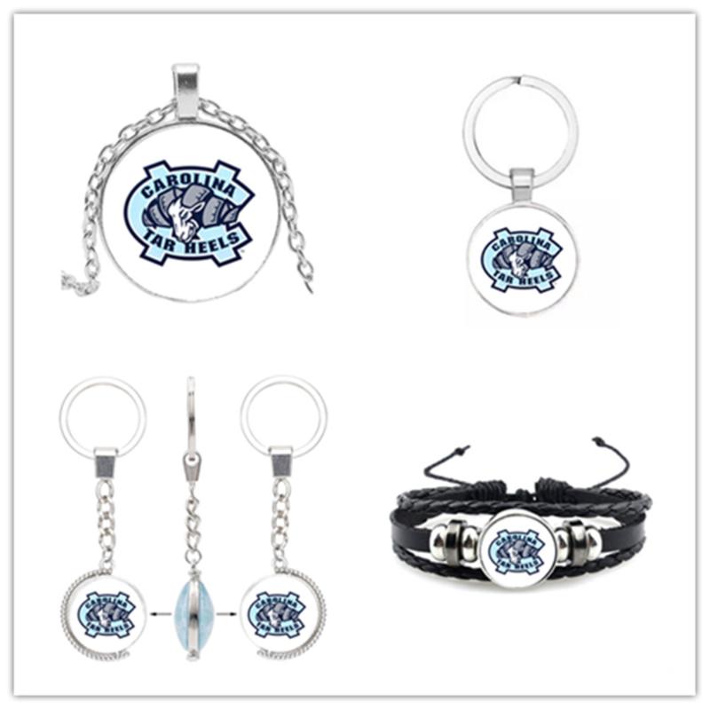

Charm Bracelets North Charms Carolina Keychains University Sport Bracelet Football Necklace DIY Jewelry For Man Woman Fans, Golden;silver