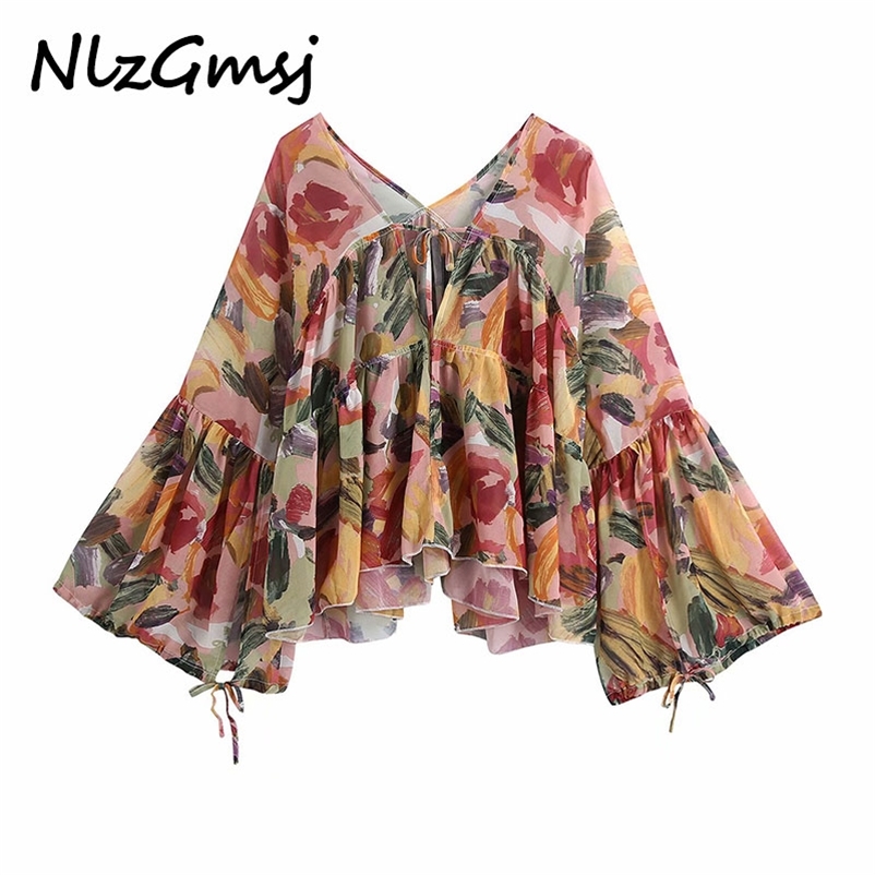 

Blouse Women Summer Elegant Print Sun Protection Clothing Chic Casual Vacation Long Sleeve Shirt 210628, As picture