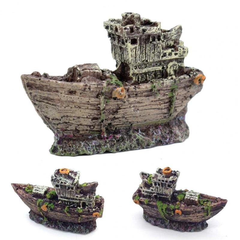 

Decorations Fish Tank Mini Sunken Ship Resin Boat Model Aquarium Landscaping Decoration