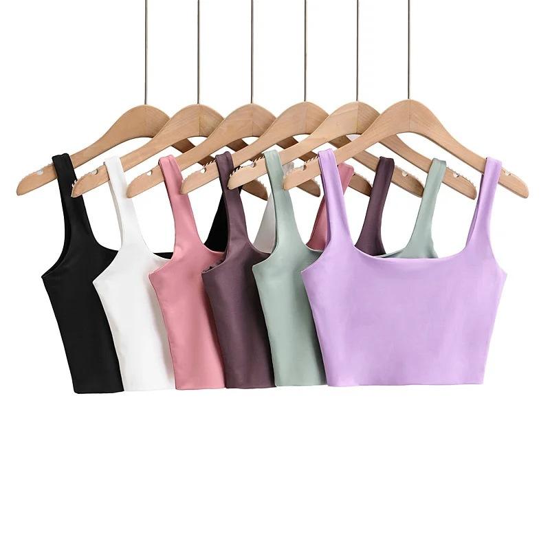 

Women's Tanks & Camis 2022 Summer Women Sexy Sleeveless Tops Fashion Short Square Collar Tank 6 Colors, White