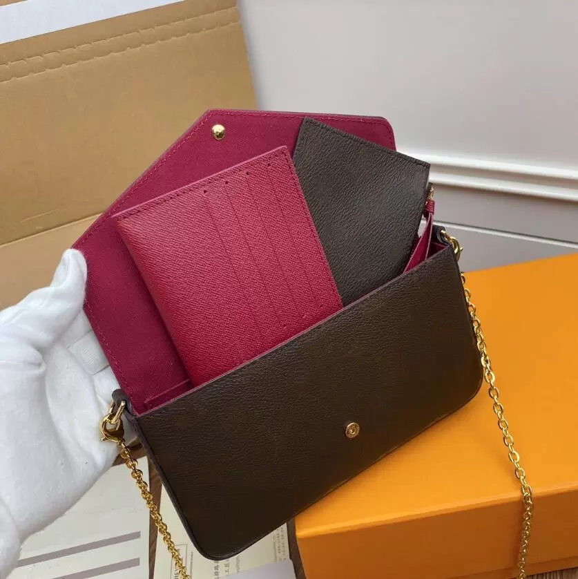 

3 pcs/set Handbag Women Favorite Multi Bag Crossbody Wallet Messenger Handbags Lady Genuine Leather Shoulder Bag Coin Purse with Box M61276