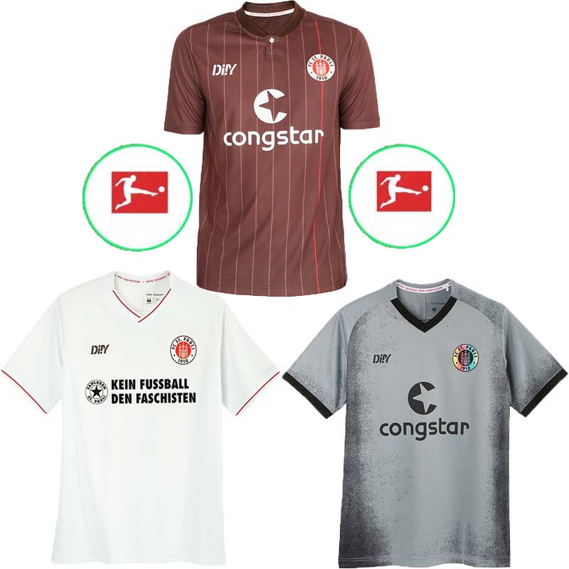 

St Pauli soccer Jersey 21 22 HOME AWAY THIRD Gray red white 2021 2022 Football shirt camiseta de fUtbol, Black;yellow