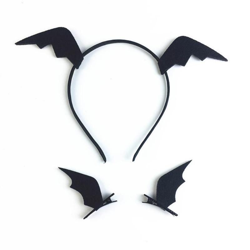 

Pair Girls Bat Ears Hair Clips Pins Halloween Headwear Devil Accessories Stereo Children Hairgrips Headban C7Z7