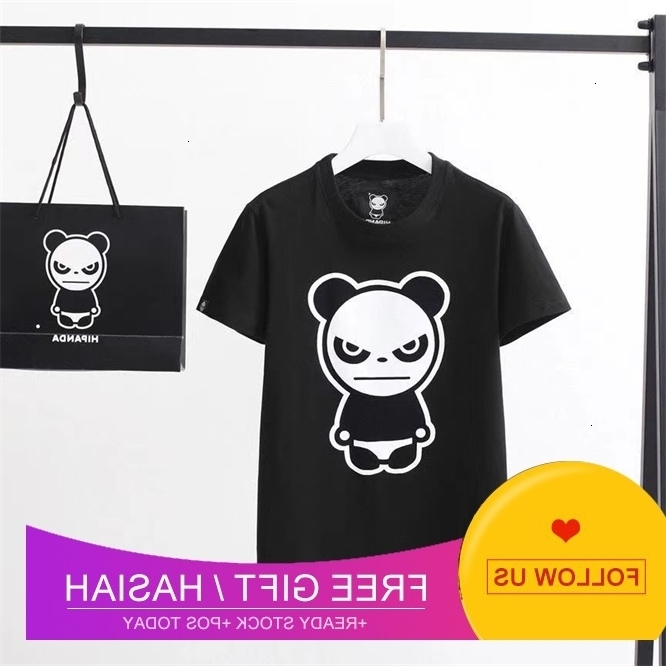 

Net Red Same Hipanda Hello Panda Print Unisex Short Sleeve Cotton Loose Casual T-shirt, White