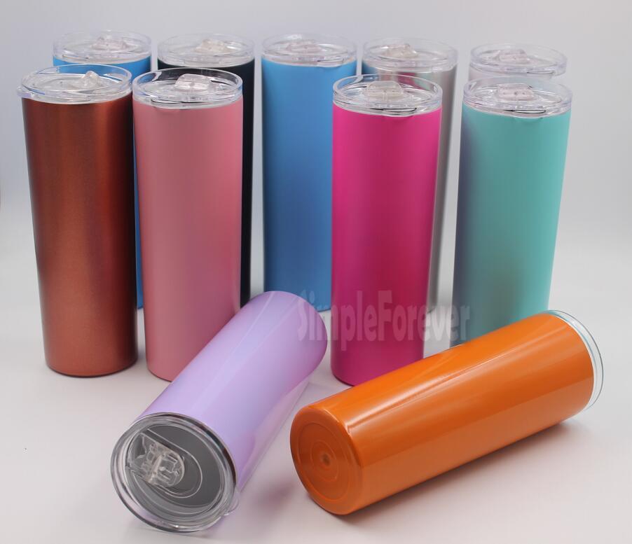 

Mugs Fashion 20oz Vacuum Tumbler Stainless Steel Skinny Insulated Straight Cup Beer Coffee With Straws 100pcs/lot, Remark color