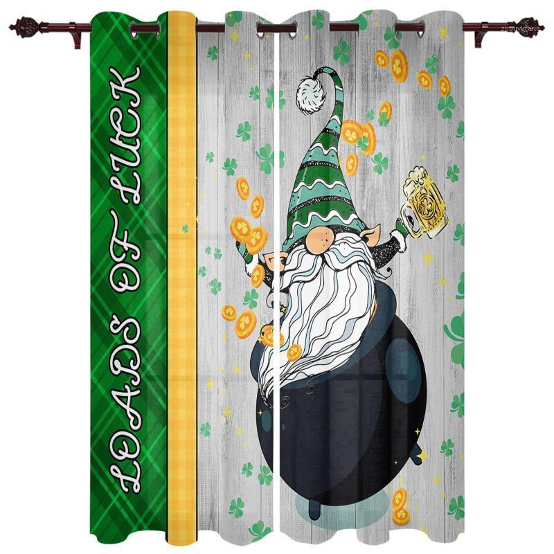 

Polyester Translucent Curtains St Patrick'S Day Texture Plaid Gnome Luxury For Living Room Kitchen Bedroom Windows Curtain & Drapes