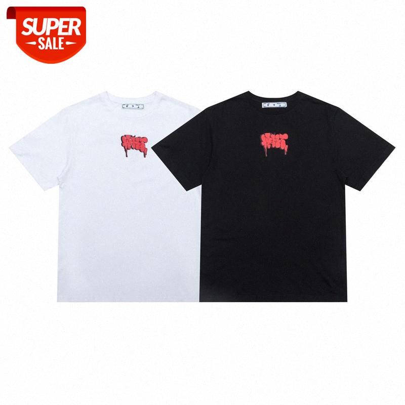 

OFF European and American fashion brand WHITE spring summer back hit color printing short-sleeved T-shirt men women youth cotton TEE #Lr0S, White;black