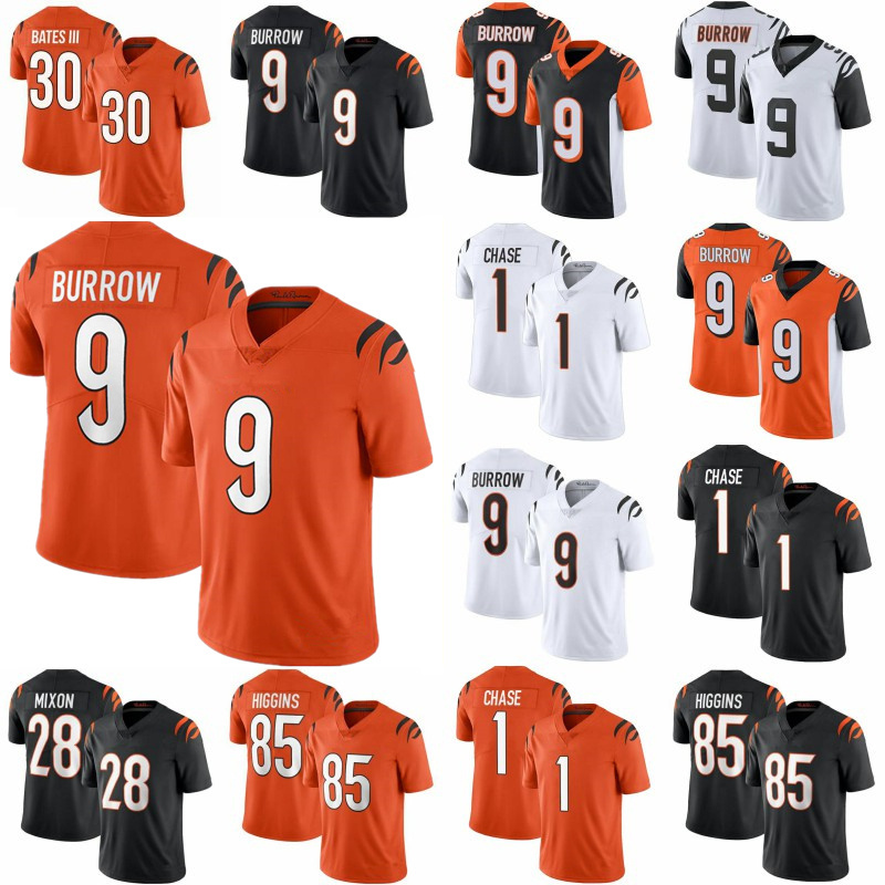 

MENS WOMENS YOUTH KIDS 9 Joe Burrow 1 JaMarr Ja'Marr Chase 85 Tee higgins bengal Football Jersey 28 Mixon C.J. Uzomah Jessie, Black;red