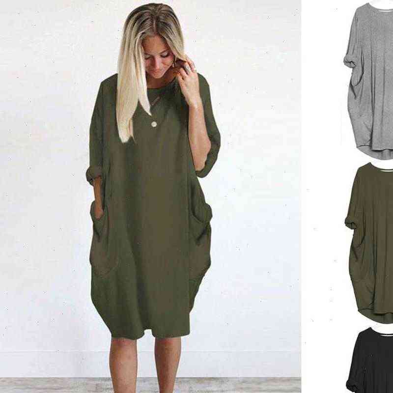 

HAMSGEND Women Dress Womens Clothing Ruffles woman AutumnCasual Sport Cotton Blend Solid Casual summer female, Black