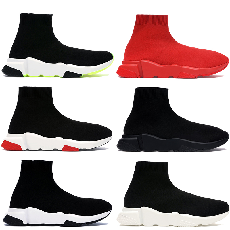 

Fashion Paris men women casual sock shoes triple black white green red high quality mens sneakers trainers US 6-12, Bubble wrap packaging