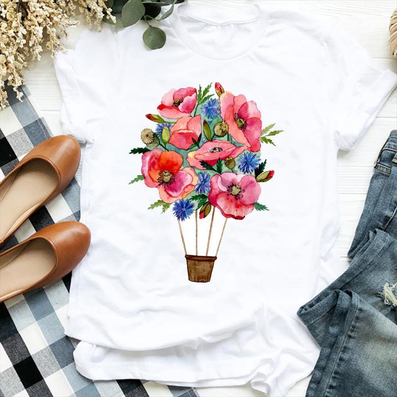 

and women lady 90s mens t shirts floral balloon trend style fashion cartoon print tee womens female shirt clothes top, White;black