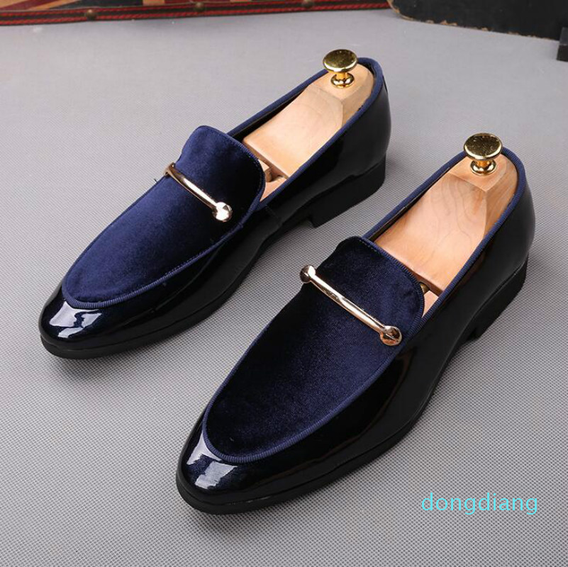 

italian fashion elegant oxford shoes for mens shoes large size men formal shoe leather dress loafers slip on masculino, Blue